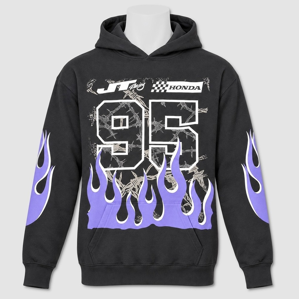 JT Racing / Honda Pullover Hoodie - NEW Size Large Black / Multi - #49895-M7